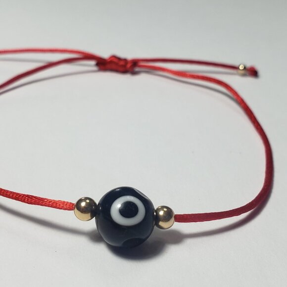 COPY - 14K Solid GOLD Beads Evil Eye Red String Kabbalah Bracelet Protection Go… - Picture 5 of 6